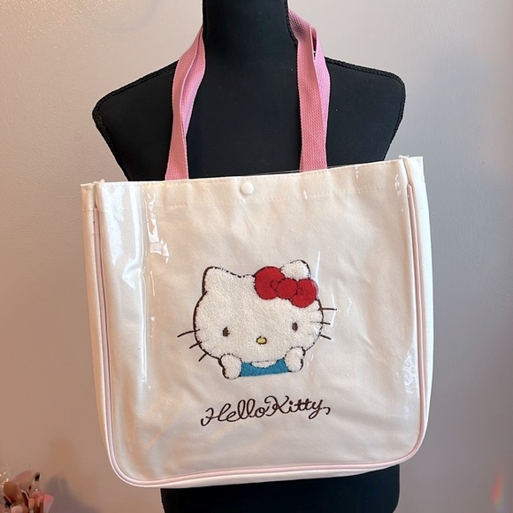 5/$25 💖 Hello kitty white canvas tote bag - Picture 1 of 4